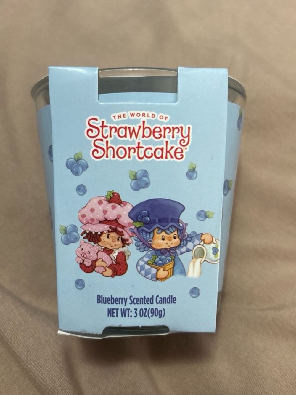 Strawberry Shortcake Blue Themed Glass Candle